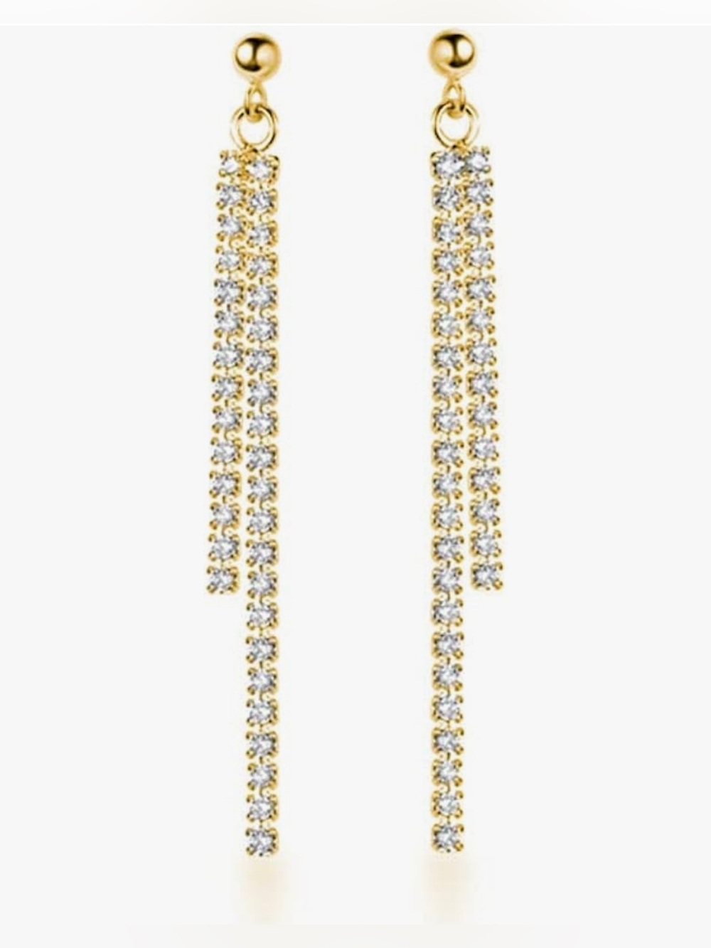 Gorgeous Dillards 18KT Gold Vermeil White topaz paved Dangle Earrings